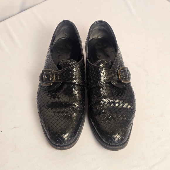 Stephane Kelian Other - Stephane Kelian Paris Black Woven Leather Monk Strap Shoes Made in France 6.5